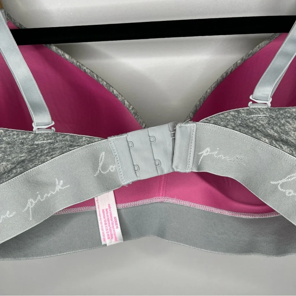 PINK Wear Everywhere Wireless Lightly Lined Bra Heather Grey Size 32DD (E) - Picture 6 of 10